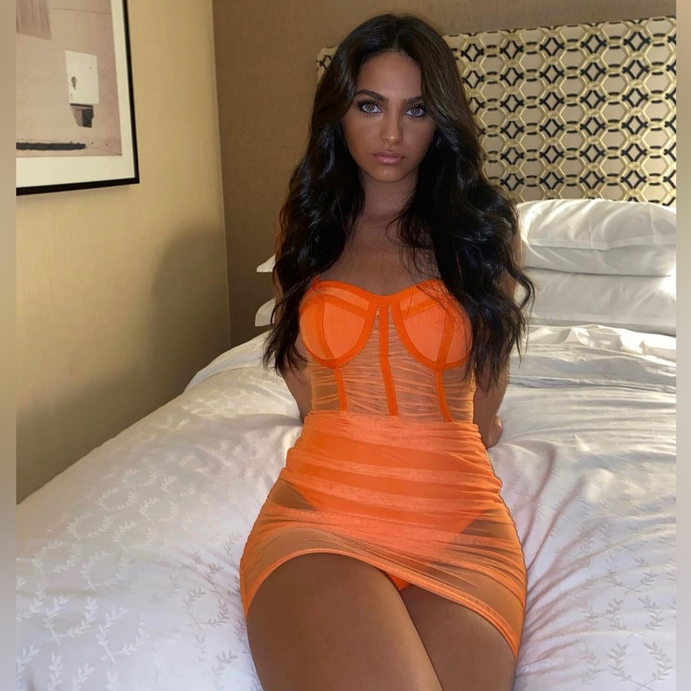 Fashion Nova Orange Mesh Dress XS